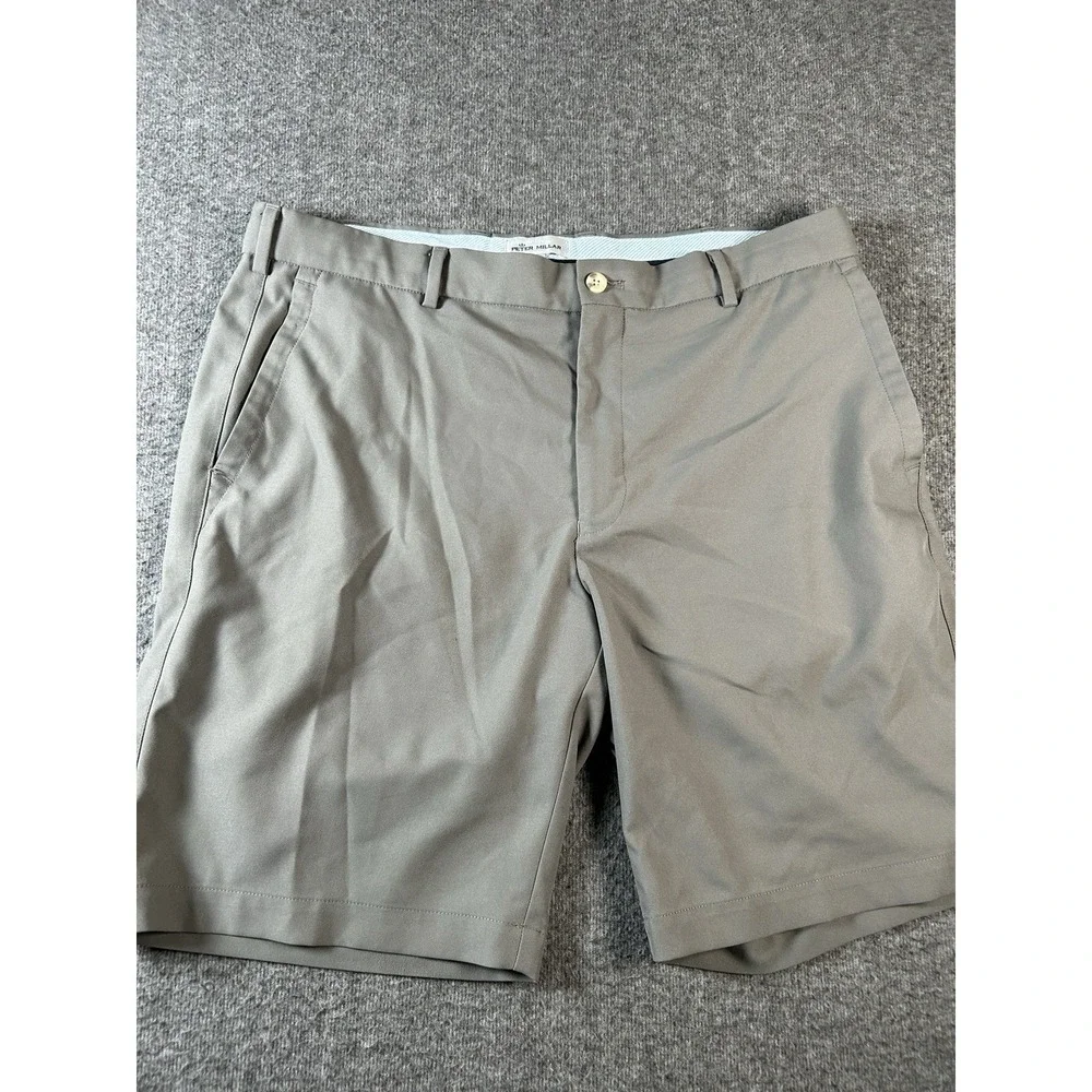 Peter Millar Shorts Mens 35 Light Gray Performance Golf Chino Outdoor